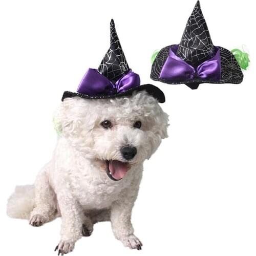 1pc Black Witch Hat for Cat Puppy Small Dogs Wizard Hat Rabbit Cap Animal Halloween Enchanter Cosplay Products
