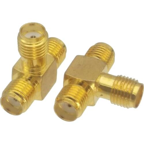10pcs Adapter converter SMA female to 2x SMA female JACK T Spliiter RF Coaxial connector