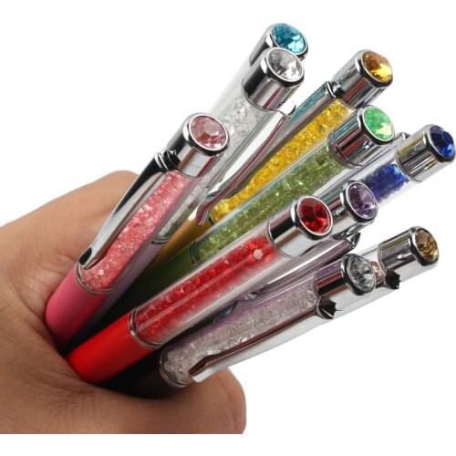 10PCS Crystal Ballpoint Pen Fashion Girl Diamond Ball Pens For School Office Stationery Supplies Crystal Diamond Gift Pen Lot