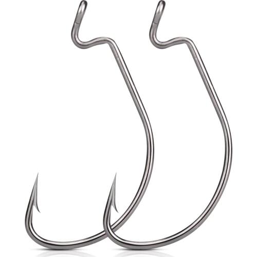 10/30/50pcs Wide Gap Worm Fishing Hooks Crank Big Bass Hook High Carbon Steel Crank Barbed Hook for Soft Fishing Lure