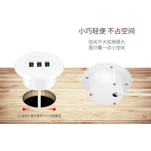 100pcs 5cm Grommet Hole In-Desk Mounting 3 Ports USB 2.0 Hub For Laptop PC Computer