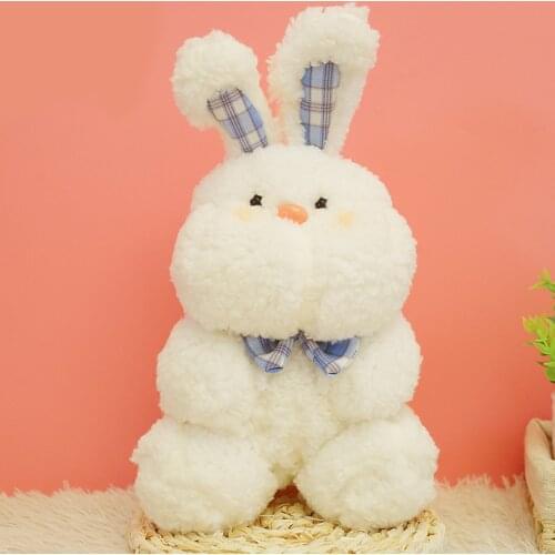 2021 Lovely Plush Animal Doll with Plaid Bow Tie PP Cotton Soft Stuffed Cartoon Figurine Sleeping Pillow 23cm