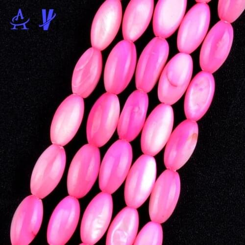 5*10mm Natural Stone Pink Shell Stone Rice Beads For Jewelry Making Spacer Loose Beads Diy Bracelets Jewellery 15inches