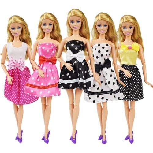 5 Pcs/lot Mixed Style Polka Dot Skirt Doll Clothes Dress Accessories Manual Homemade Dress Childrens Toy for 12 Inch Doll Dress