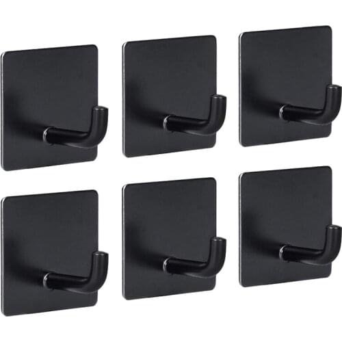 6Pcs Adhesive Hooks Duty Towel Hooks for Bathrooms Kitchen Home Stainless Steel Wall Hanging Without Nails Coat Clothes