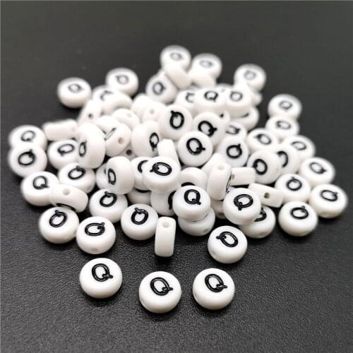 4x7mm Letter Q Oblate Alphabet Beads Acrylic Beads For Jewelry Making DIY Bracelet Necklace Accessories