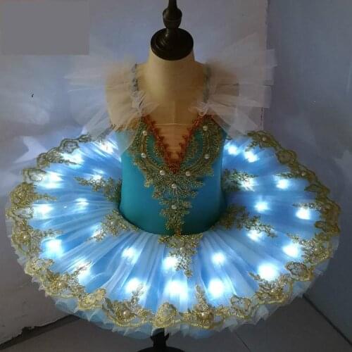 Tutu Ballet Led Light Swan Lake Ballerina Skirt Pancake Led Tutu For Toddler Girls Women Adult Child Ballet Dress Kids Costumes