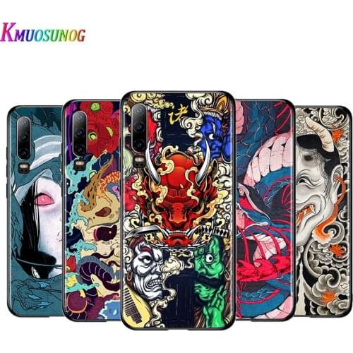 Japanese Mythology Ghost Art Black Cover For Huawei P40 P30 P20 P10 P9 P8 Lite E 5G 2017 2019 Pro Plus Phone Case