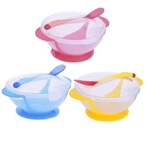 Citgeett New Arrival Baby Sucker Bowl Spoon Fork Set Anti-Slip Learning Dishes Children Training Solid Feeding Dishes Hot Sale