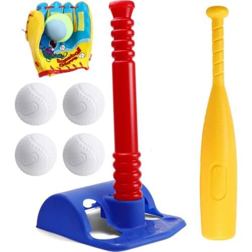 Children Baseball Toys Set Outdoor Tee-Ball Sport Suits Bat and 6 Balls Gloves Leisure Parent-child Interaction Game Kids Sports