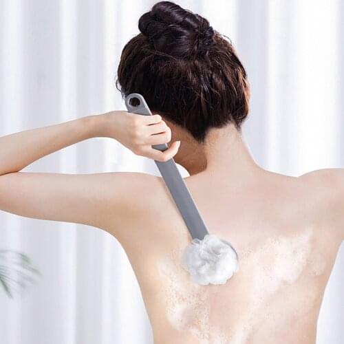 Long-handled Double-sided Sponge Bath Brush Bath Shower Back Brush PET Body Scrubber PS Plastic Massager Skin Cleaning Tool