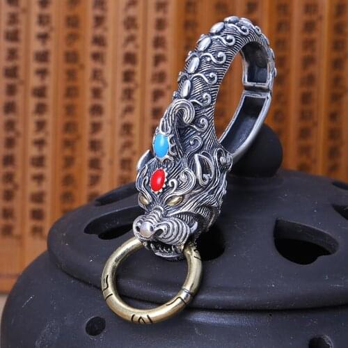 EDC 925 Silver with Brass Knife Beads A Pendant Paracord Key Ring DIY Decorations 925 Silver with Brass Camping Gear EDC Tools