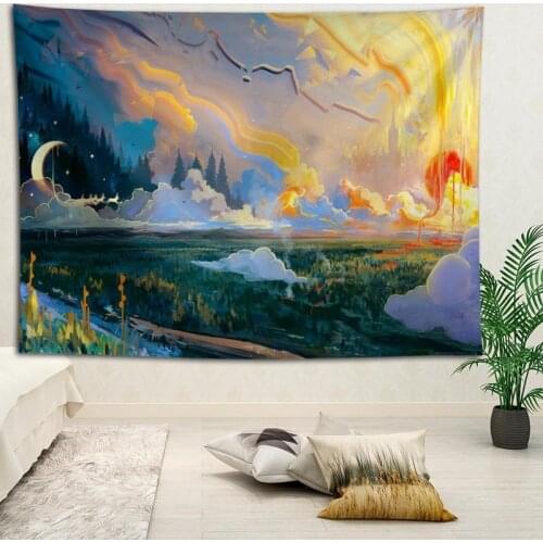Artistic Landscape wall decor tapestry layout room painting background wall decoration bedcloth tapestries custom logo
