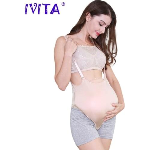 IVITA Artificial Silicone Cloth Bag Belly Fake Pregnant Belly for Crossdresser Man Woman Actor false Pregnant Jelly Belly