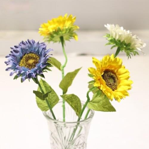 12Pcs Artificial Single Head Sunflower Silk Flower Home Living Room Hotel Decor Fake Flowers Wedding Road Leads Guide Bouquet