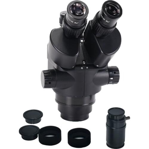 7X-45X Simul-Focal Trinocular Microscope Zoom Black Stereo Microscope Head + WF10X/20 Eyepiece for Lab