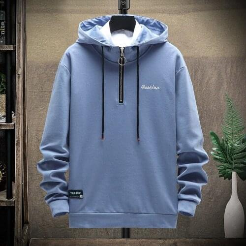 2021 spring and autumn mens hoodie autumn solid color Korean loose mens hooded sweatshirts mens street casual pullover