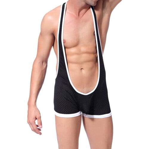 Men Stretch Shaper Tight Unitard Leotard Sexy Mens Mesh Bodysuit Underwear Jumpsuits Wrestling Singlets Gay Jockstrap Shaper