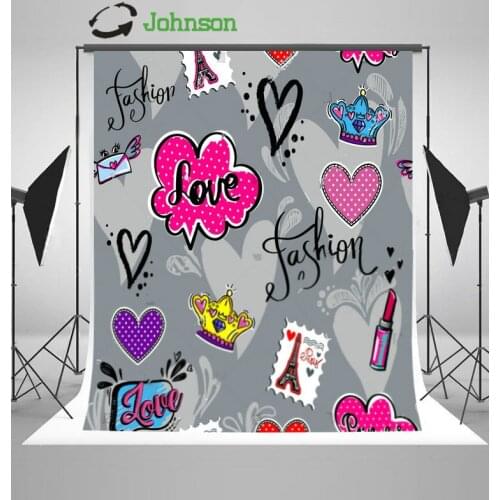 Lipstick Patch Badges Paris Eiffel Tower Letter Crown Hearts background polyester or Vinyl cloth Computer print wall backdrop