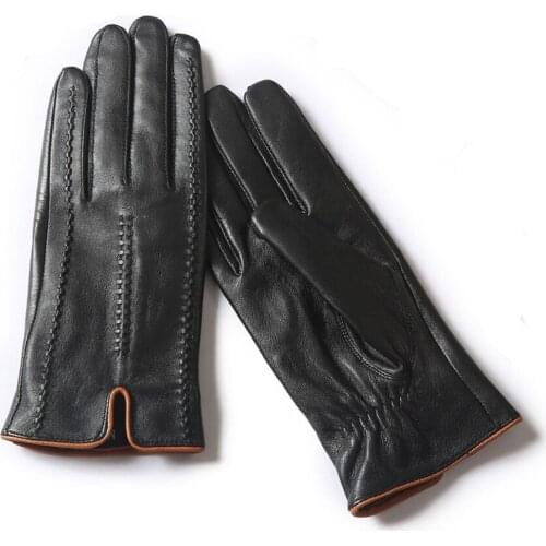 New Women Sheepskin Leather Gloves Winter Warm Plus Velvet Spring Autumn Winter Driving 5-SP04