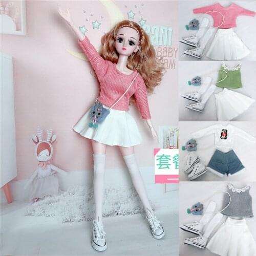 Fashion 60cm BJD Doll Cloth Female Sweater Dress with Shoes Bag Toys Dress Beauty BJD Suit Dress