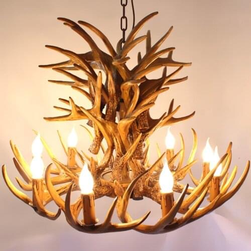 Retro Antler Chandelier 4/6/9 Arms Horn Antler Vintage industrial light for bar Living Room bedroom loft Resin Deer hanging lamp