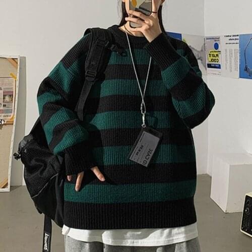 Women Casual Sweater Autumn Winter Pullover Striped Vintage Jumper Color Block Sueter Mujer Korean Style Ladies Pullover Sweater