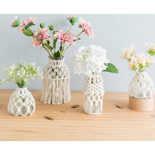 Woven Glass Macrame Flower Vase Creative Simple Vase Decoration Home Small Fresh Dried Flower Home Decoration Accessories Modern