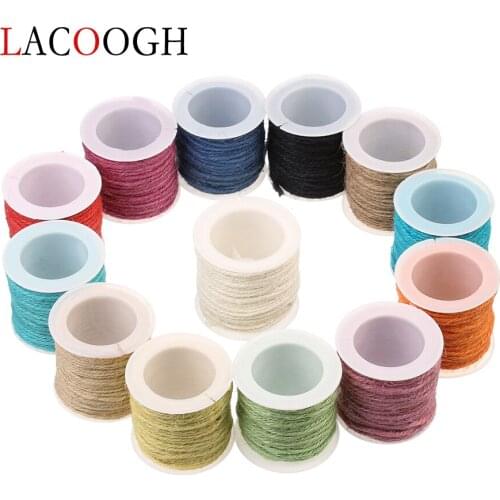 Fashion 10 Yard/roll 14 Colors Brown Black White Twisted Burlap Jute Hemp Ropes Cords Threads Dia 2.5mm for DIY Jewelry Making