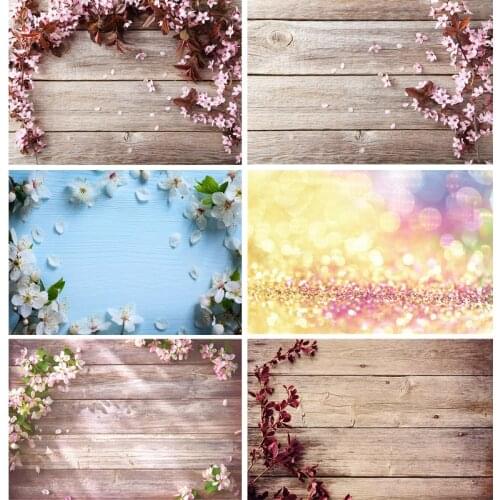 SHUOZHIKE Vinyl Custom Photography Backdrops Flower and wood Planks Theme Photography Background DST-1029