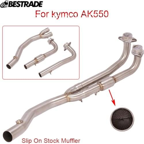Exhaust System Header Pipe For KYMCO AK550 Motorcycle Exhaust Front Middle Connect Link Tube Slip On Original Tail Tube Escape