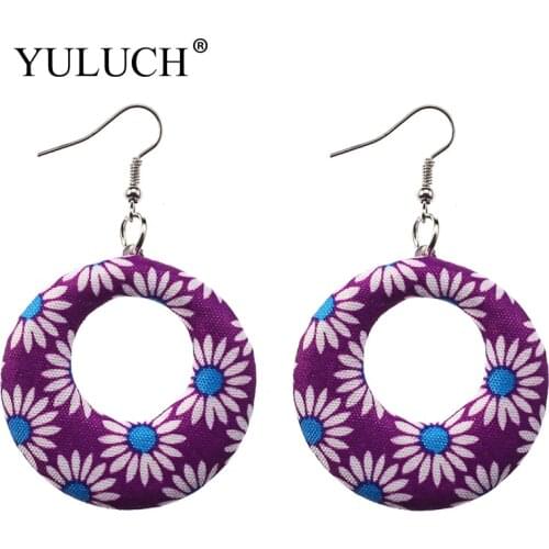 YULUCH Colorized Big Ethnic Cotton Round Women Earrings Simple Design Drop Earrings for Women/Girl Winter Fashion Jewelry