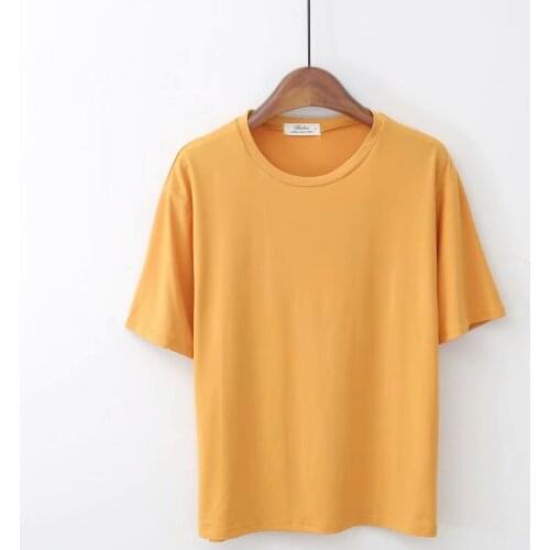 YYCZF Summer T- shirt Women England Style Simple Solid O-Neck Cotton Match Basic Harajuku Tshirt Camisetas Verano Mujer 2021