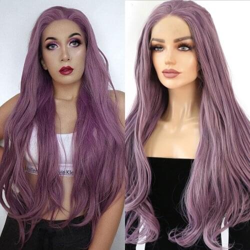 ORIANE Pink Purple Synthetic Lace Front Wigs Long Wavy Daily Lolita Cosplay Wigs For Women High Temperature Fiber Wigs