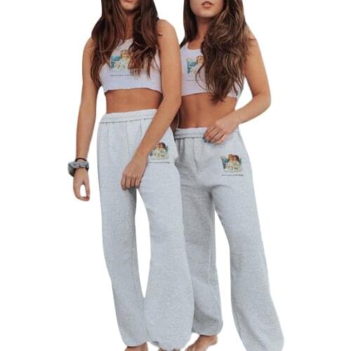 2021 New Women Sexy Crop Top, Summer Adults Casual Style Angel Print Round Neck Tank Top Fashion All-match(White)