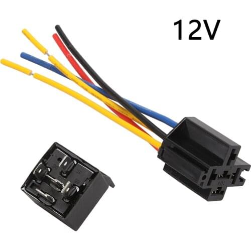 1PCS Waterproof Automotive Relay 12V 40A 5Pin Car Relay 12v 4pin With Black Red Copper Terminal With Relay Socket Auto Relay