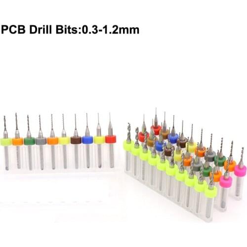 10pcs/set 0.3-1.2mm Carbide Micro Drill Bits CNC PCB Drill Bit Set CNC Woodworking Glass Cutters Steel Circuit Board Machine