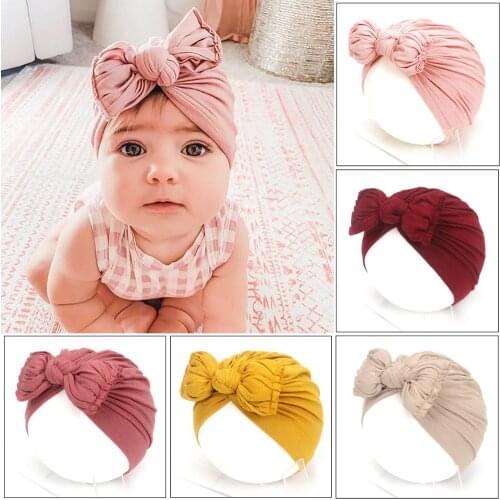 14 pcs/lot , Baby Toddlers Knot bow Turban Hat, Top Knot Cotton Turban Head Wrap, Baby Shower Gift