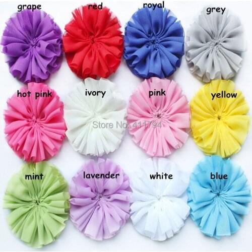 180 pcs/ lot , 3'' ballerina chiffon flowers , shabby chiffon flowers hair accessories headwear