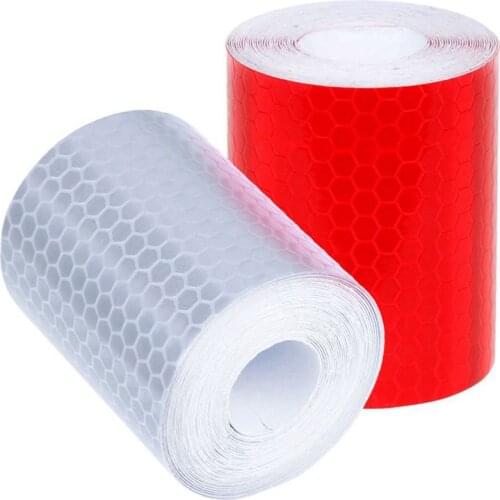 2 pcs 50mm × 3 meter Adhesive Tape Warning Tape Reflector Tape Security Marking Tape White and Red