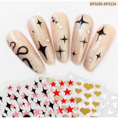 3D Nails Sticker Art Decoration Star Nails Decal Stickers for Manicure Eggs Omelette Cute Stickers for Nails for Design Foil
