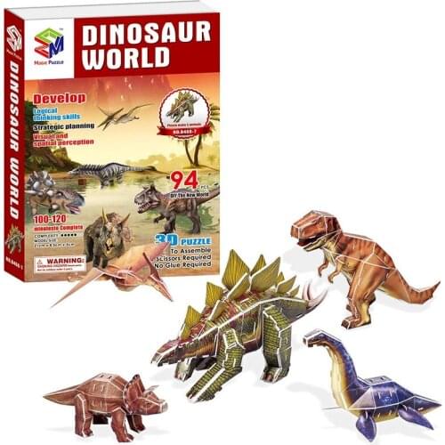 Creative 3d Three-dimensional Puzzle Animal Tyrannosaurus Rex Triceratops Paper Model Children DIY Assembled Educational Toys