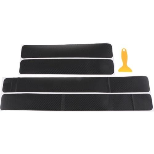 4PCS Carbon Fiber Car Door Sill Scuff Plate Cover Anti Scratch Sticker