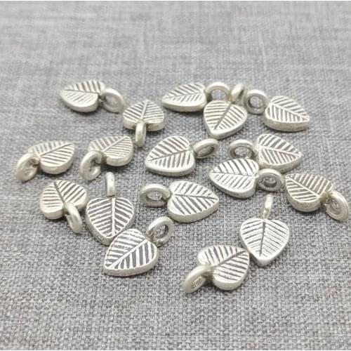 5 Karen Hill Tribe Silver Small Leaf Charms 2-Sided Nature Pendants