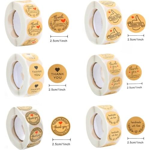 500Pcs/Roll Gift Sealing Stickers Thank you Love Scrapbooking Gift Stickers Festival Birthday Party Gift Decorations Labels 25mm