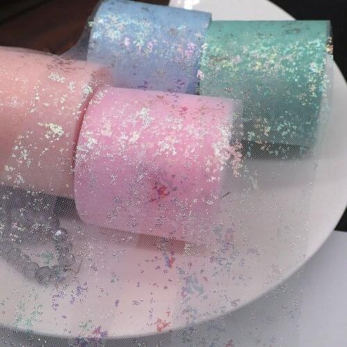 6cm 25yards/roll Colorful Fragments Organza Mesh Ribbon for Bow-knot DIY Hair Accessories Wedding Birthday Party Decor Supplies