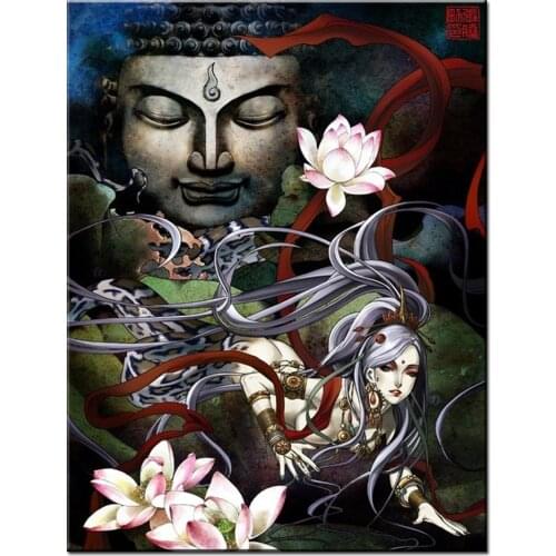 5d Diy Diamond Painting Lotus Buddha Anime Fairy Picture Of Rhinestone Mosaic Embroidery Full Square Round Drill Home Decor I124