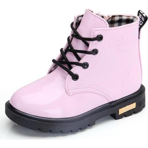 New Winter Children Shoes PU Leather Waterproof Martin Boots Kids Snow Boots Brand Girls Boys Rubber Boots Fashion Sneakers