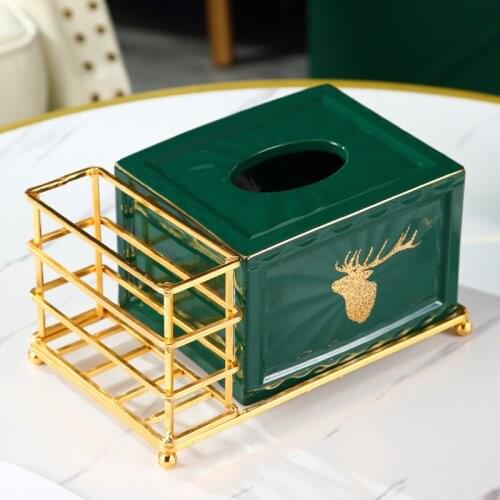 Household Northern Tissue Box Living Room Storage Box Table Creative Ceramic Paper Extraction Box Decoration Home Organization
