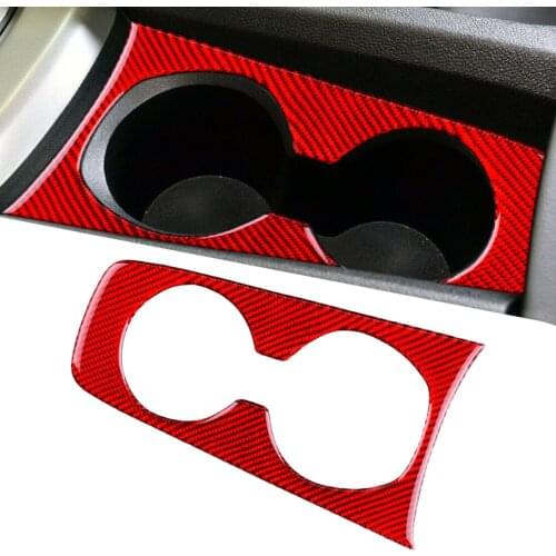 CITALL Car Water Cup Holder Cover Panel Sticker Fit For Chevrolet Camaro 2010 2011 2012 2013 2014 2015 Carbon Fiber Red